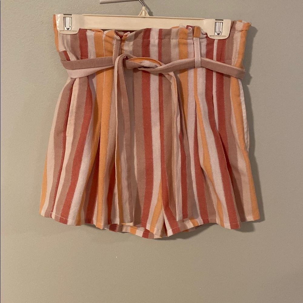 Striped Multicolor Women's paper bag Shorts